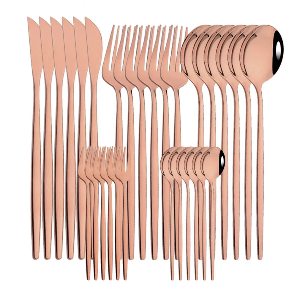 Stainless Steel Dinner Black Gold Dinnerware Set