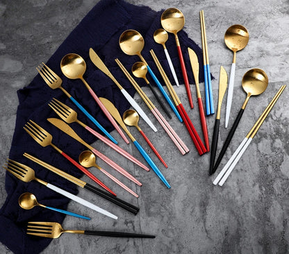 Stainless Steel Luxury Gold Cutlery Dinnerware Set