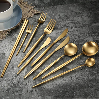 Stainless Steel Luxury Gold Cutlery Dinnerware Set