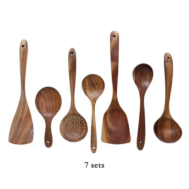 Teak Wood Tableware Tool Set