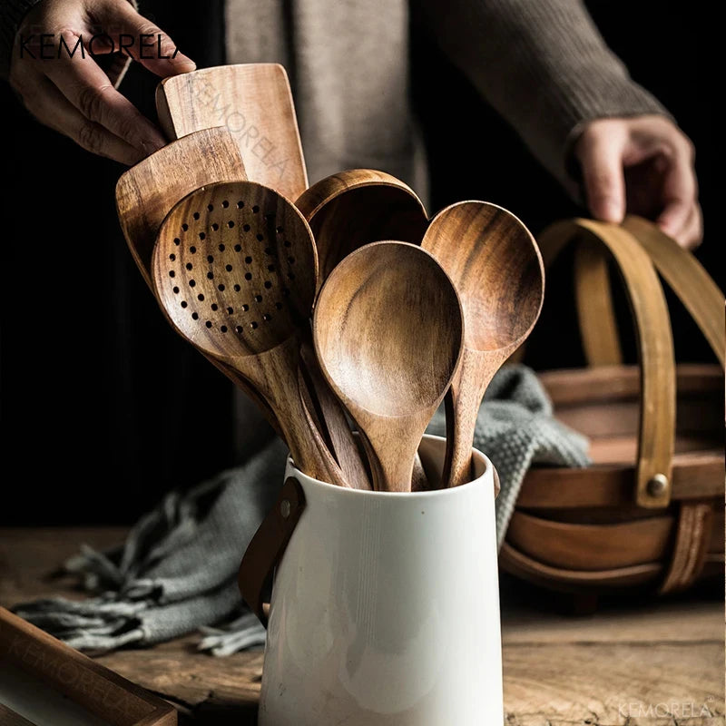 Teak Wood Tableware Tool Set