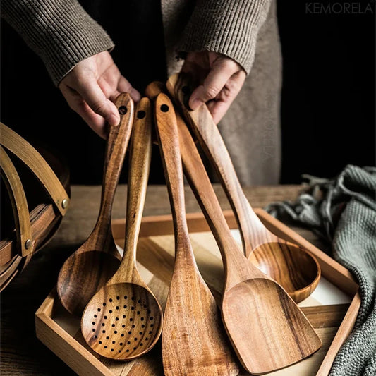 Teak Wood Tableware Tool Set