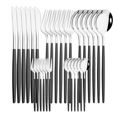 Stainless Steel Dinner Black Gold Dinnerware Set