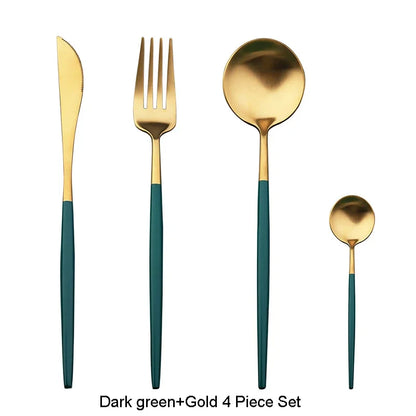 Stainless Steel Luxury Gold Cutlery Dinnerware Set