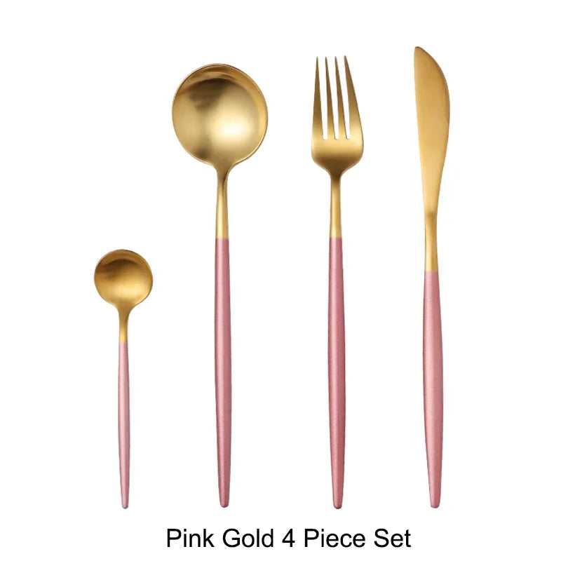 Stainless Steel Luxury Gold Cutlery Dinnerware Set