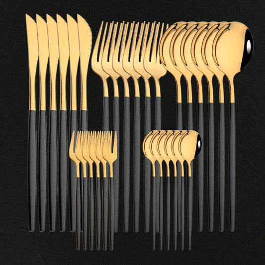 Stainless Steel Dinner Black Gold Dinnerware Set