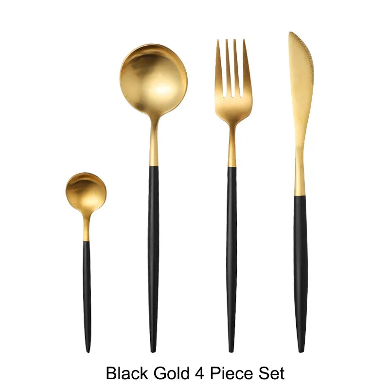 Stainless Steel Luxury Gold Cutlery Dinnerware Set