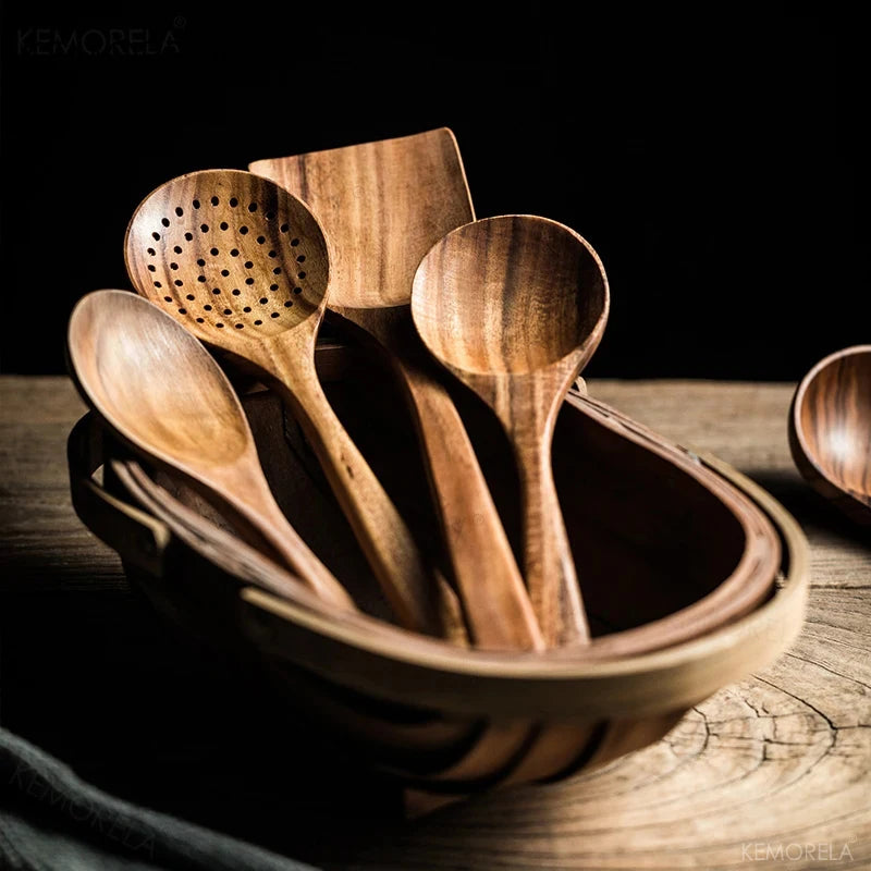 Teak Wood Tableware Tool Set