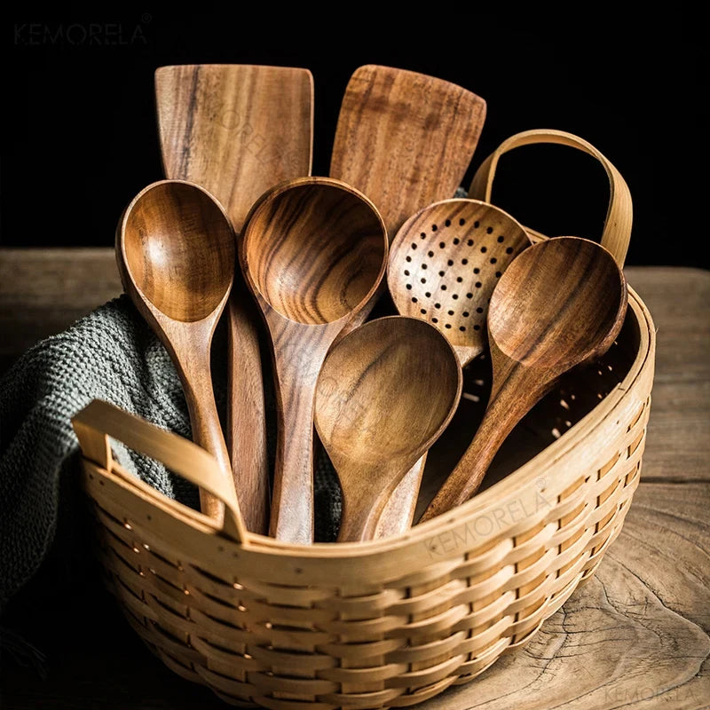 Teak Wood Tableware Tool Set