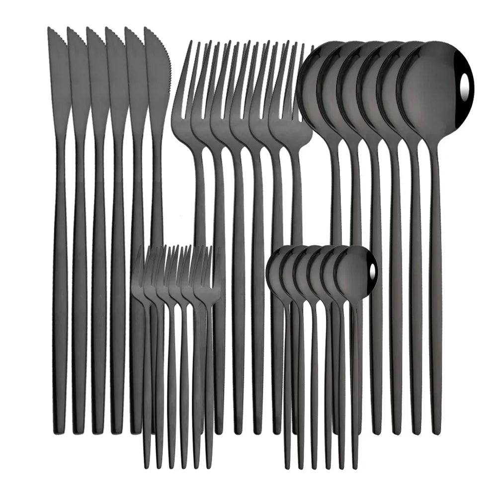 Stainless Steel Dinner Black Gold Dinnerware Set