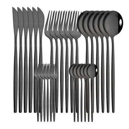 Stainless Steel Dinner Black Gold Dinnerware Set
