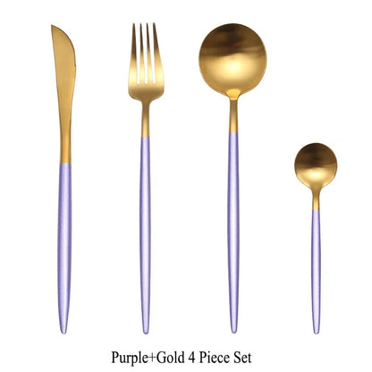 Stainless Steel Luxury Gold Cutlery Dinnerware Set