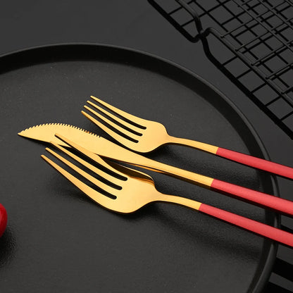 Stainless Steel Dinner Black Gold Dinnerware Set