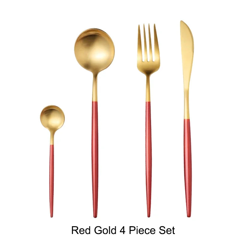 Stainless Steel Luxury Gold Cutlery Dinnerware Set