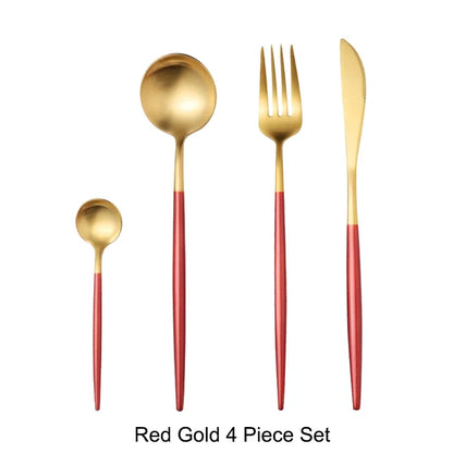 Stainless Steel Luxury Gold Cutlery Dinnerware Set