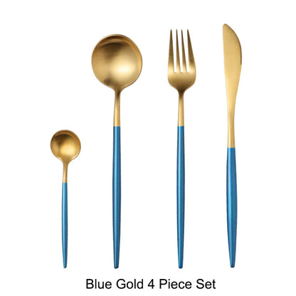 Stainless Steel Luxury Gold Cutlery Dinnerware Set