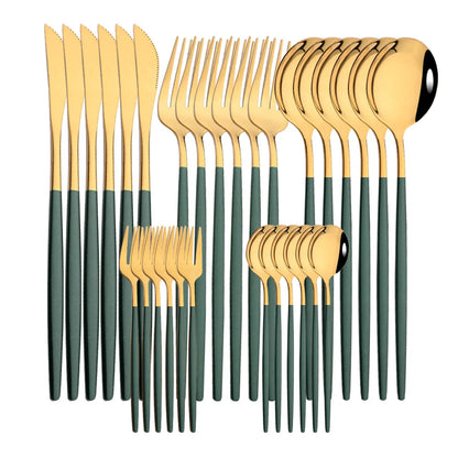 Stainless Steel Dinner Black Gold Dinnerware Set