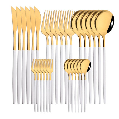 Stainless Steel Dinner Black Gold Dinnerware Set