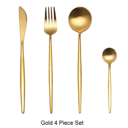Stainless Steel Luxury Gold Cutlery Dinnerware Set