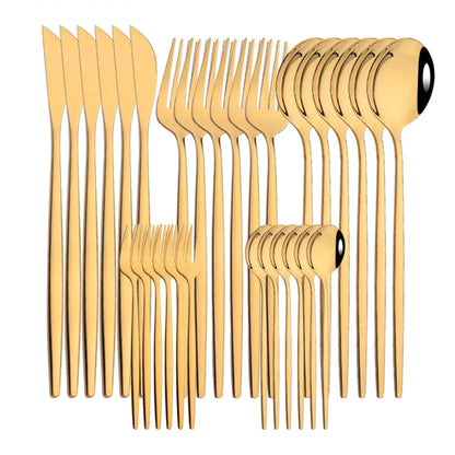 Stainless Steel Dinner Black Gold Dinnerware Set